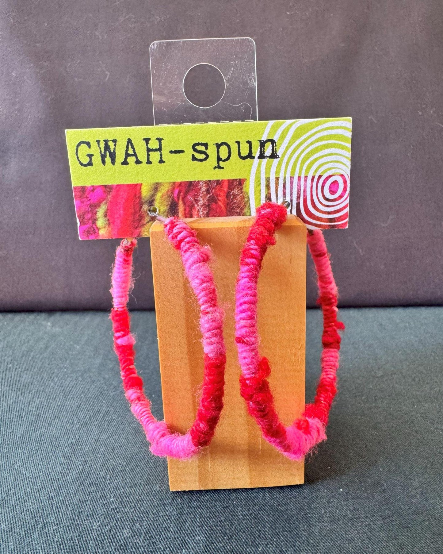 GWAH-spun Hoop Earrings - Large Pink & Red