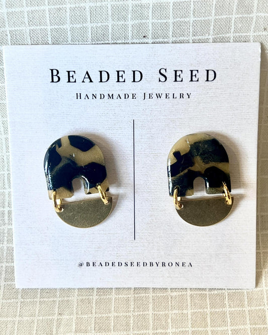 Beaded Seed by Ronea Lori Earrings - Tortoise Shell and Brass