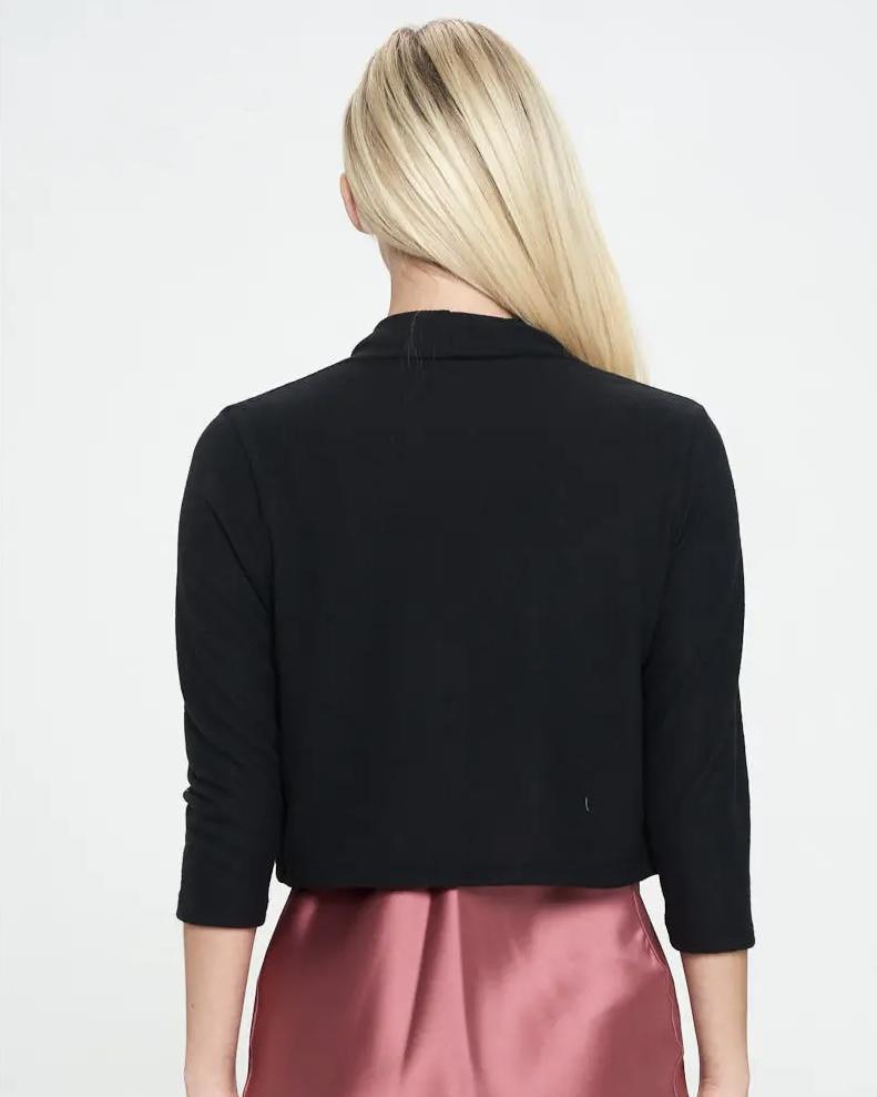 Renee C. Brushed Knit Bolero Cardigan in Black