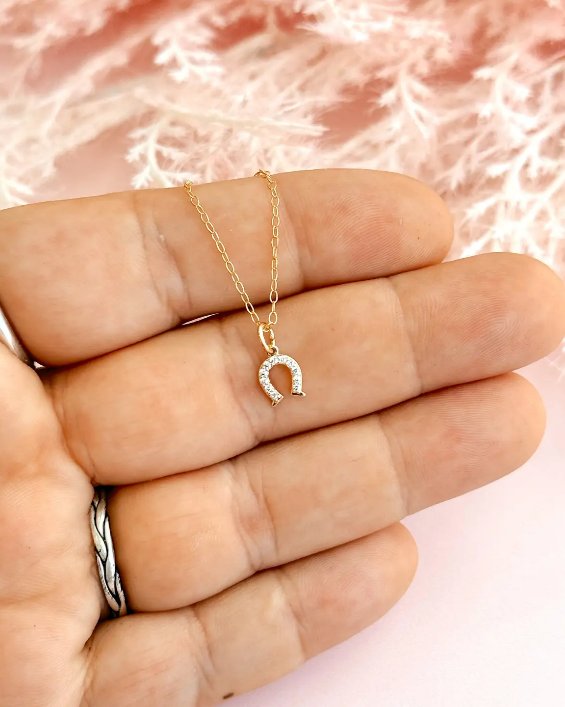 Golden Hour Tiny Horseshoe Pendant Necklace