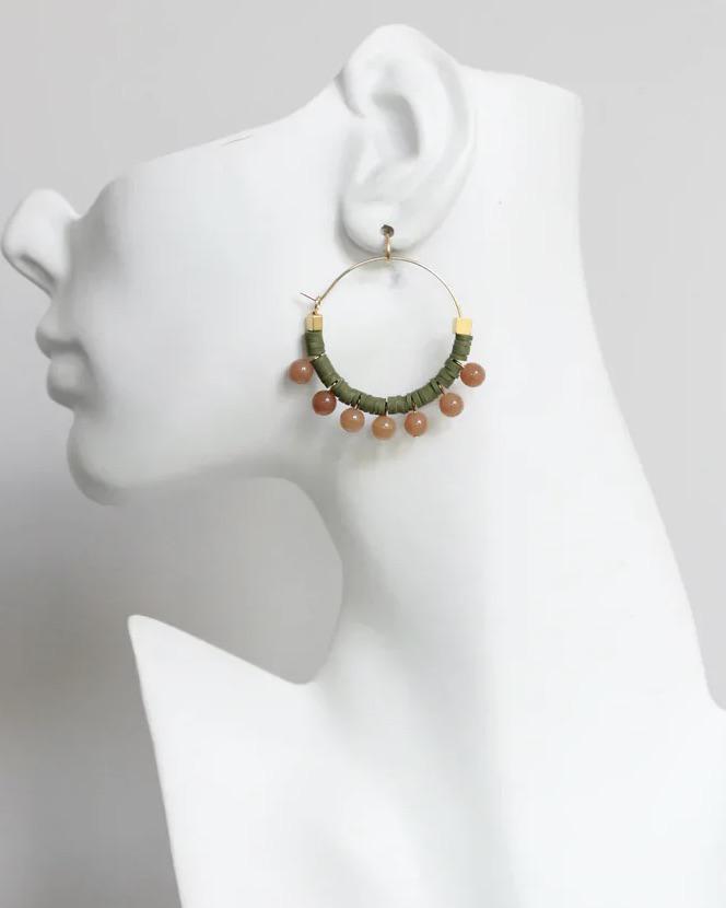 David Aubrey Green and Peach Hoop Earrings