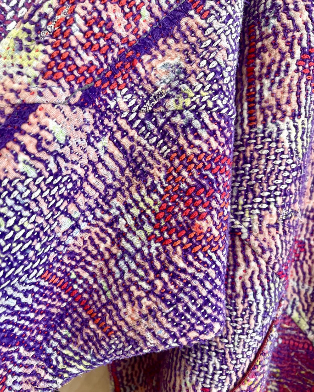 Txtile Charlie Quilted Reversible Patchwork Kantha Jacket in Aditi