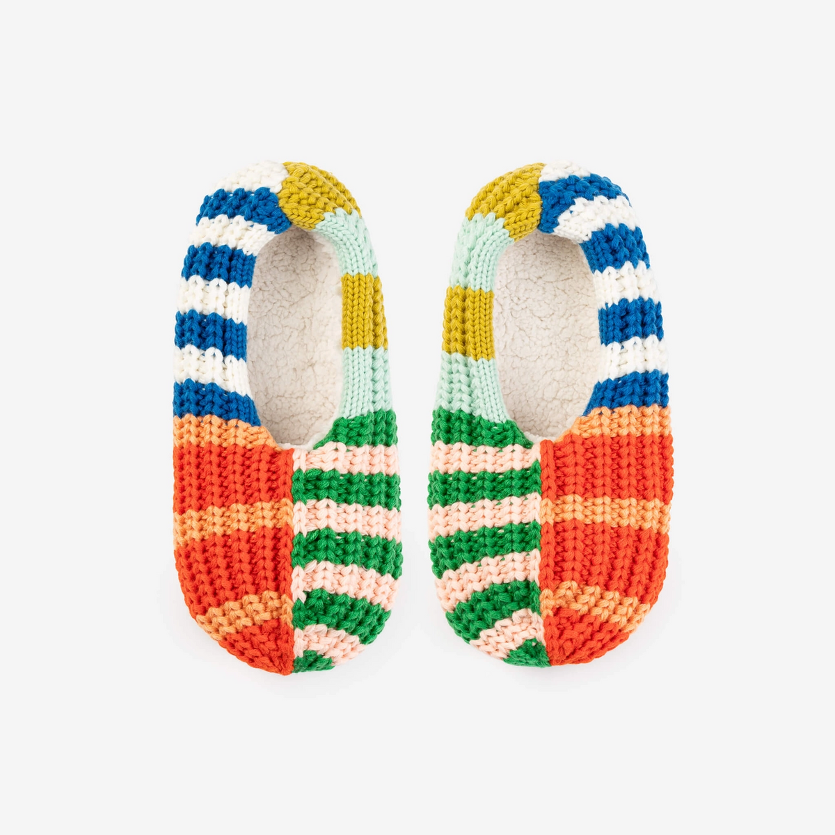 Verloop Patchwork Stripe Rib Slippers in Rainbow