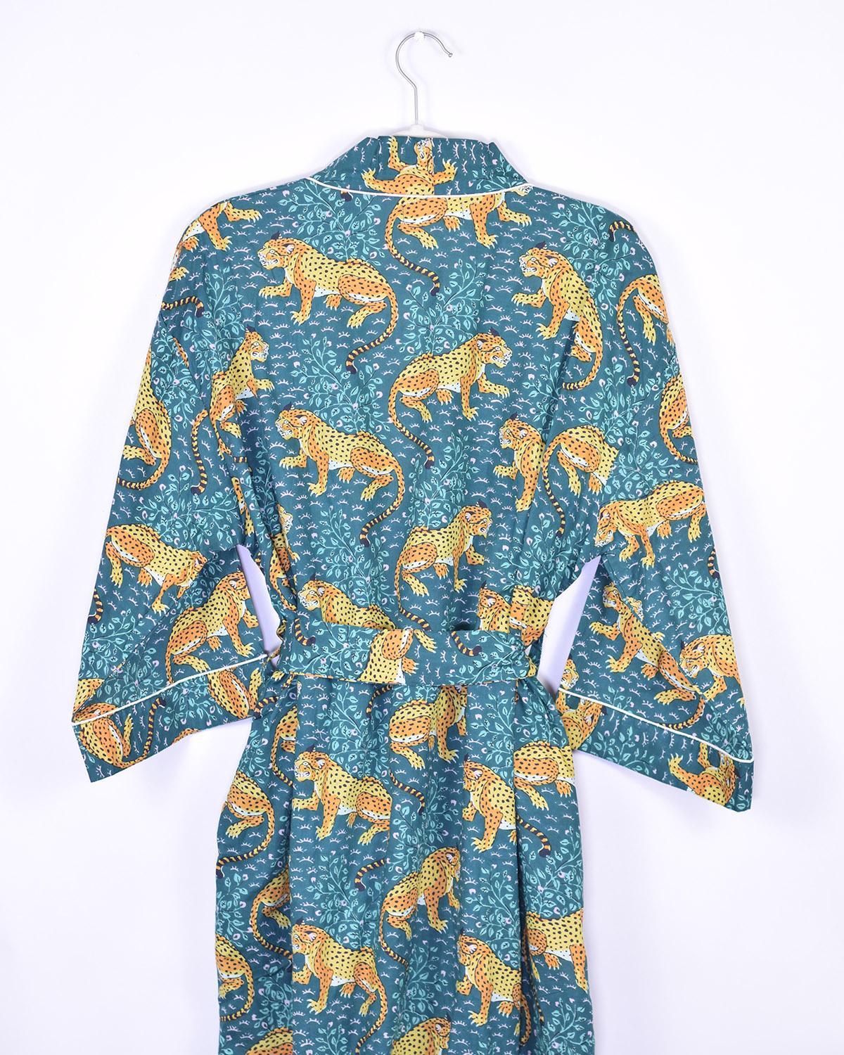 Txtile Lightweight Cotton Robe - Roaming Jaguars