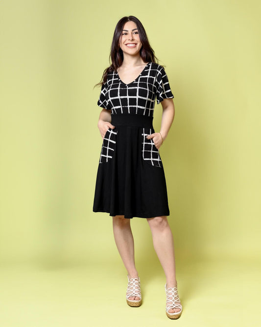 Squasht Alina Dress in Black and White Grid Print - Size Small, Medium