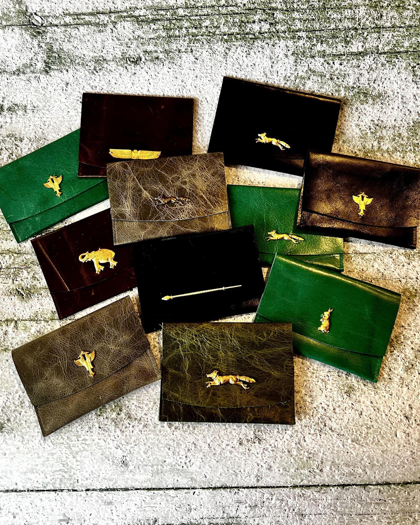 Vallente Leather Lil' Stamped Wallet Fox Green Olive