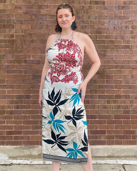 Indie Ella Eden Backless Silk Maxi in Bahamian Bliss