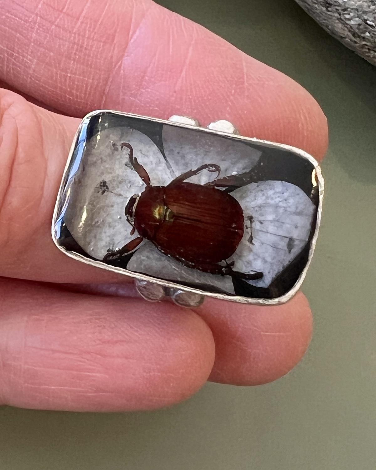 Pajaro Negro Botanical Beetle Ring