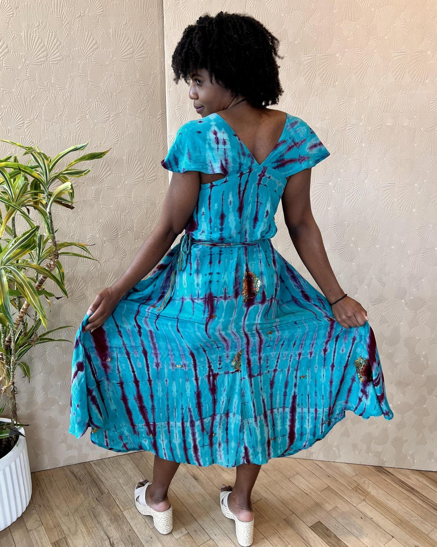 Indie Ella Venus Maxi Dress in Turquoise Dreams Tie Dye - Size S/M
