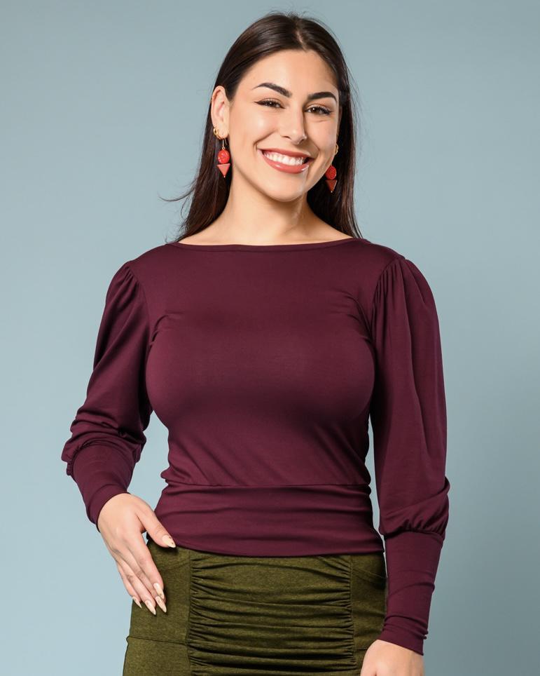 Squasht Debbie Top in Merlot