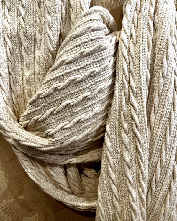 Squasht Oversized Scarf Cream Cable Knit
