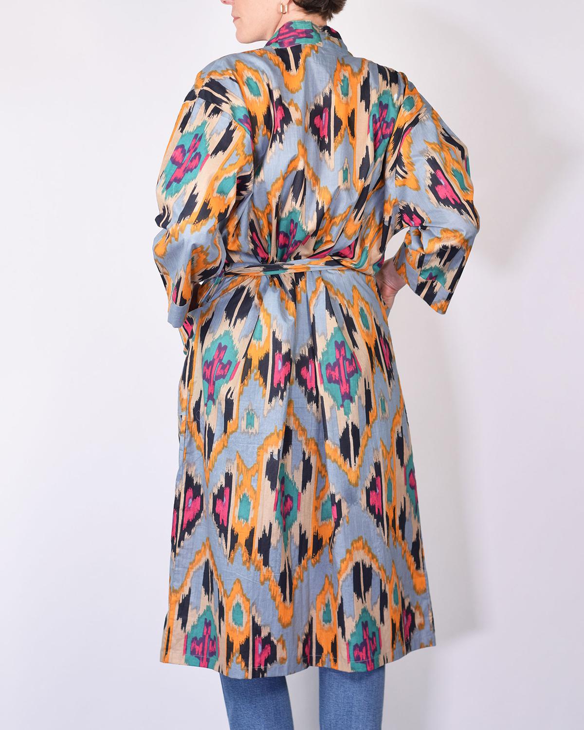 Txtile Lightweight Cotton Robe - Lavender Ikat
