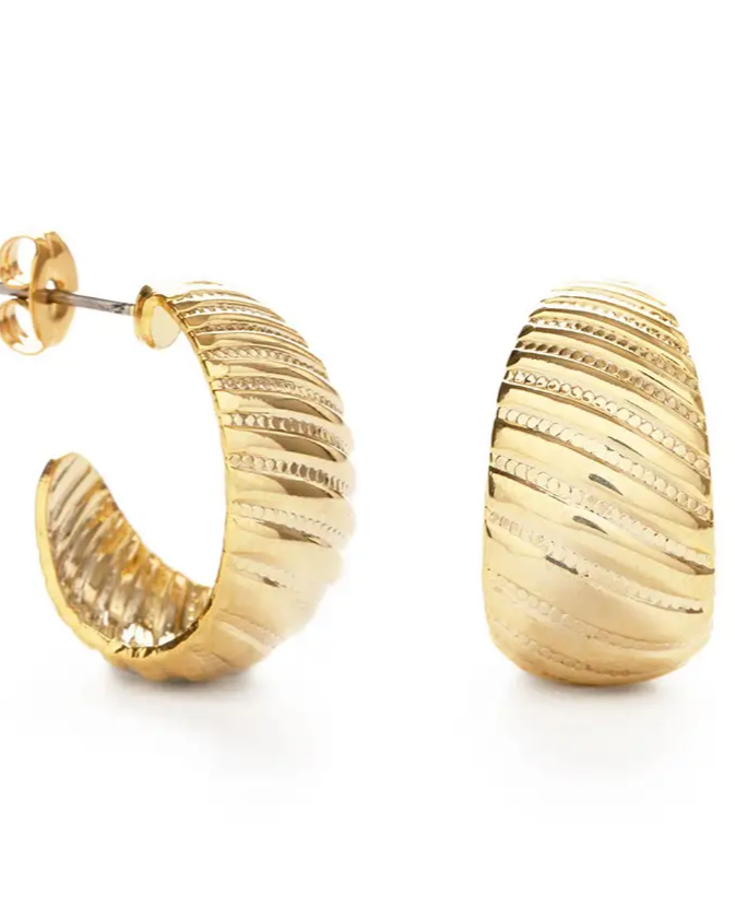 Amano Studio Vintage Beaded Shell Hoop Earrings in Gold