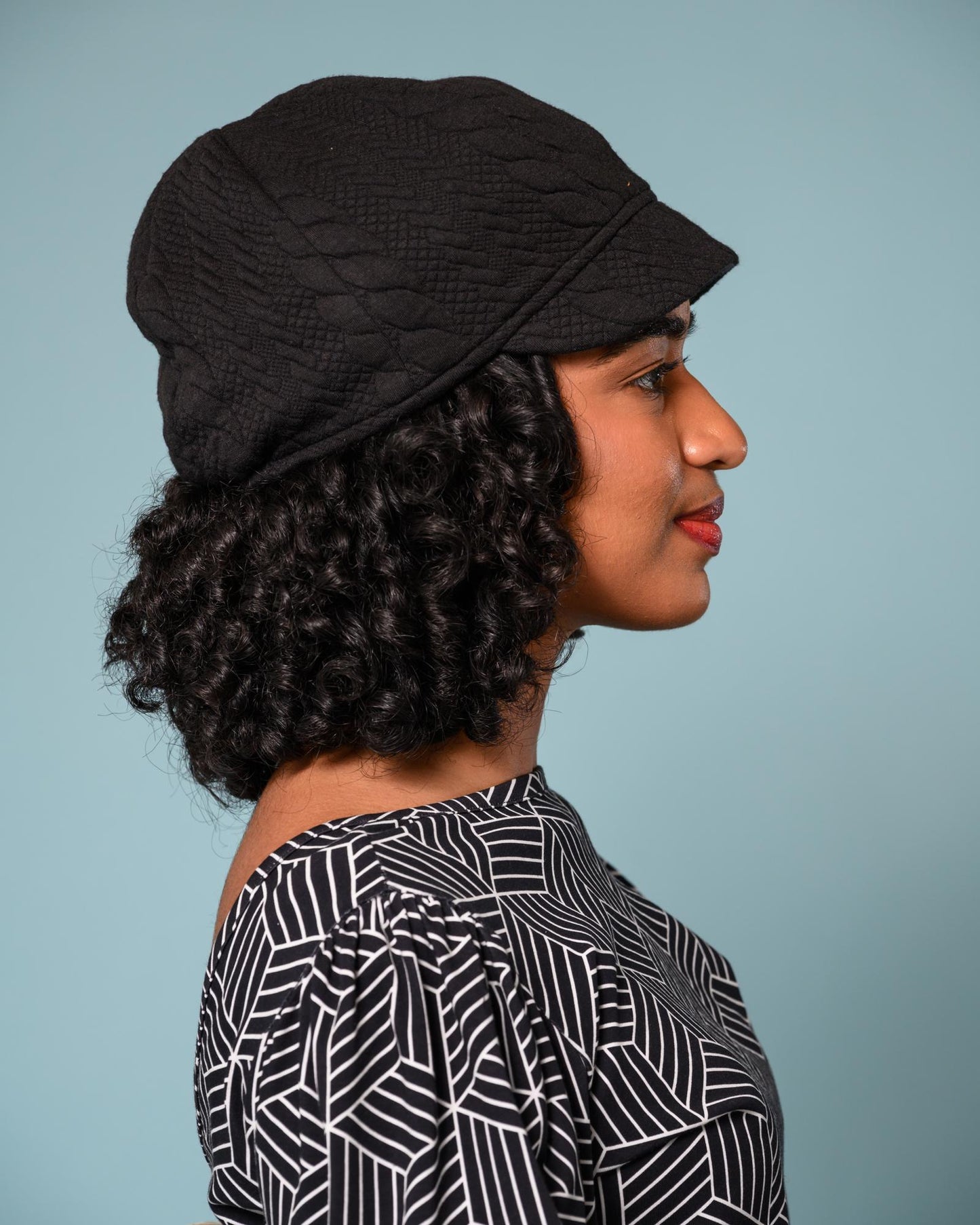 Squasht Reversible Bella Hat in Solid Black Rope Texture Knit (Stretchy!)