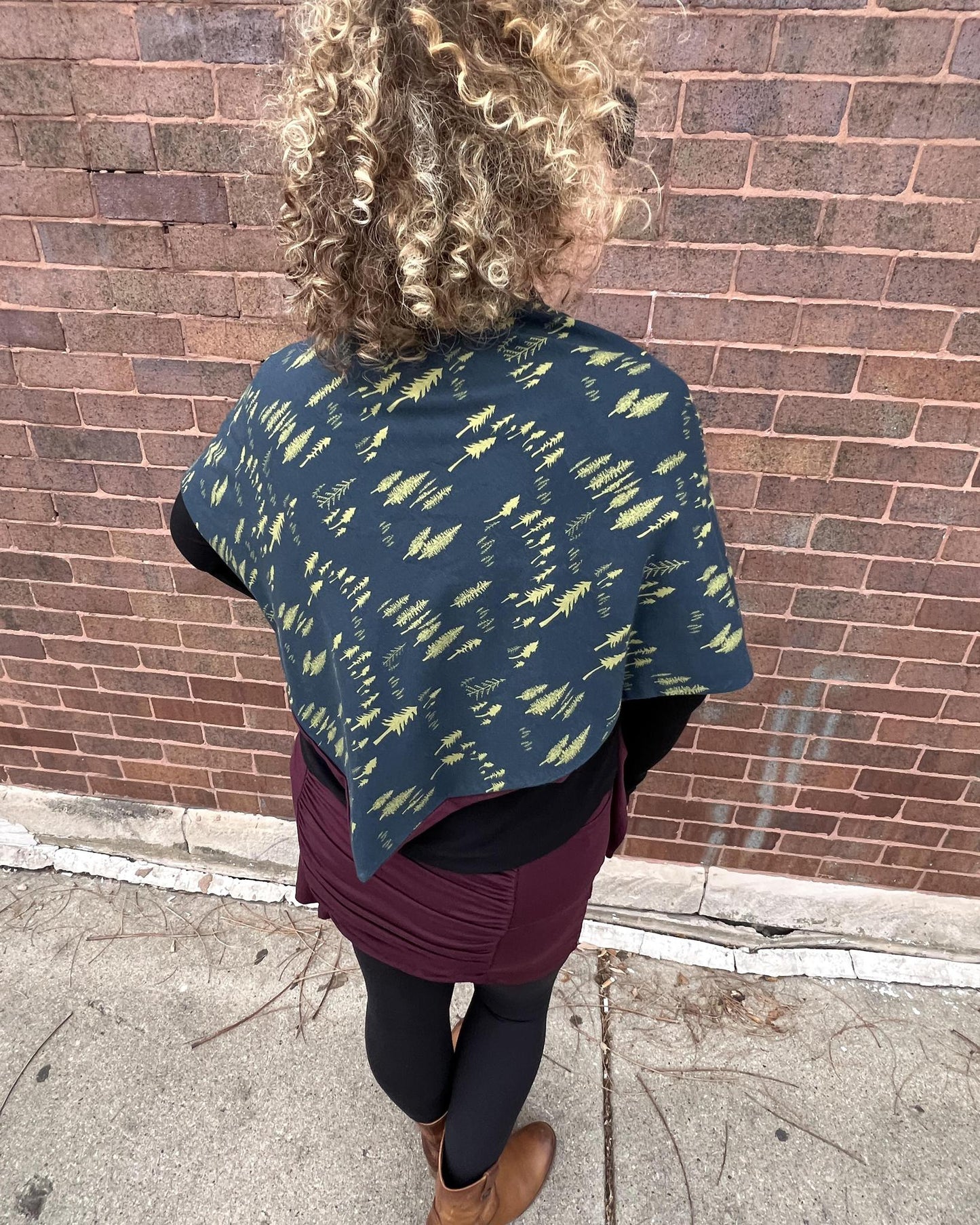 Squasht Reversible Triangle Scarf in Midnight Forest and Merlot