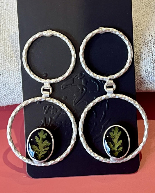 Pajaro Negro Double Circle Fern Earrings