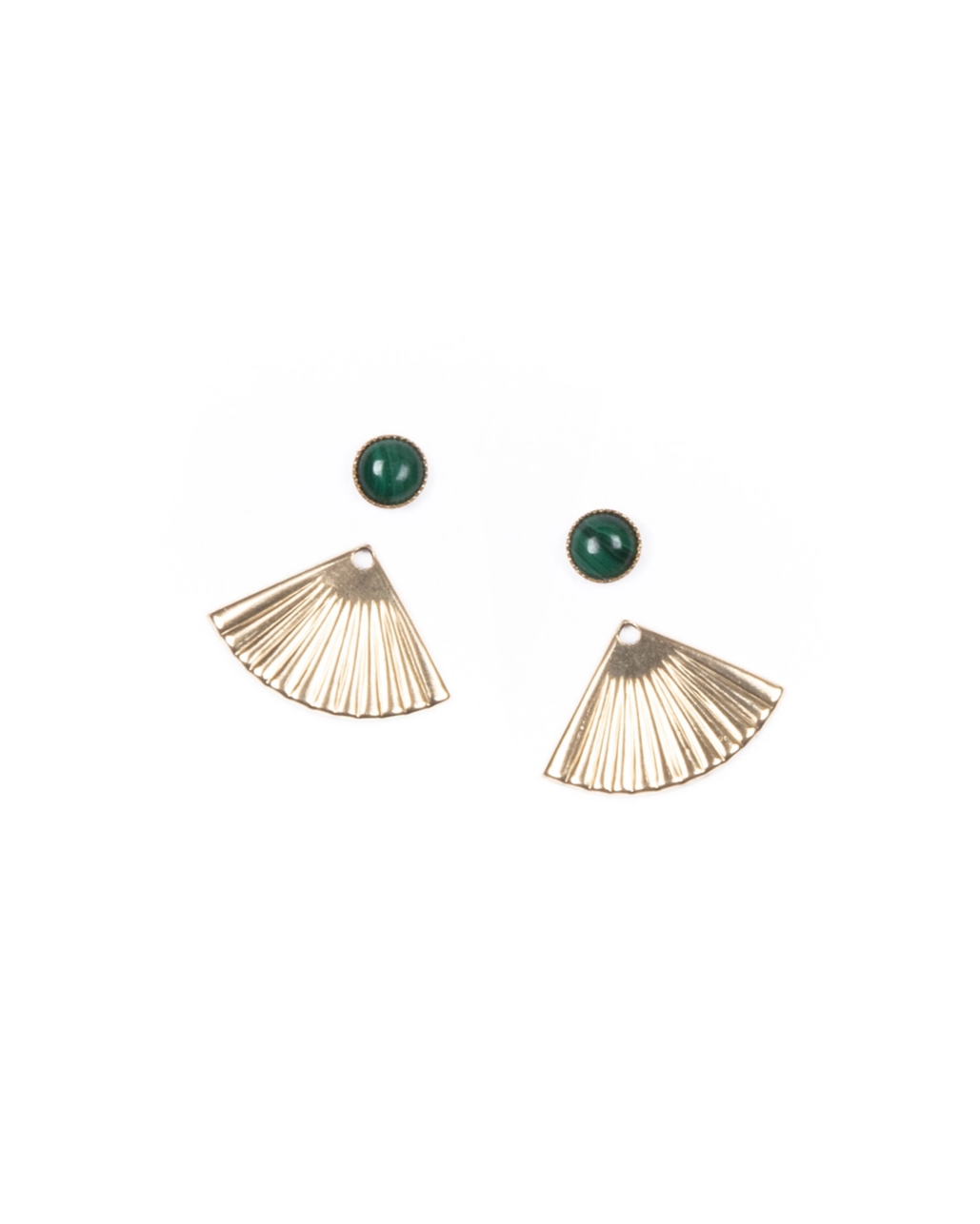 Michelle Starbuck Mini Pleat Jacket Earrings Malahite