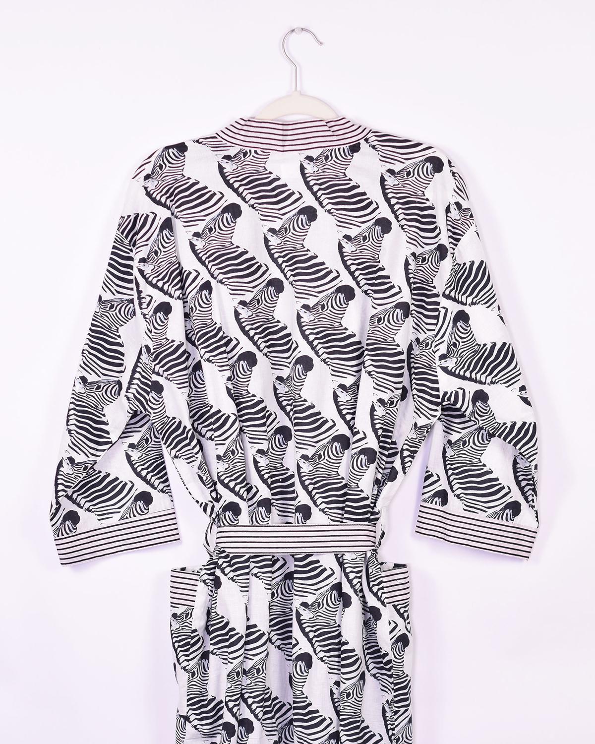 Txtile Lightweight Cotton Robe - Zebra Mirage Print