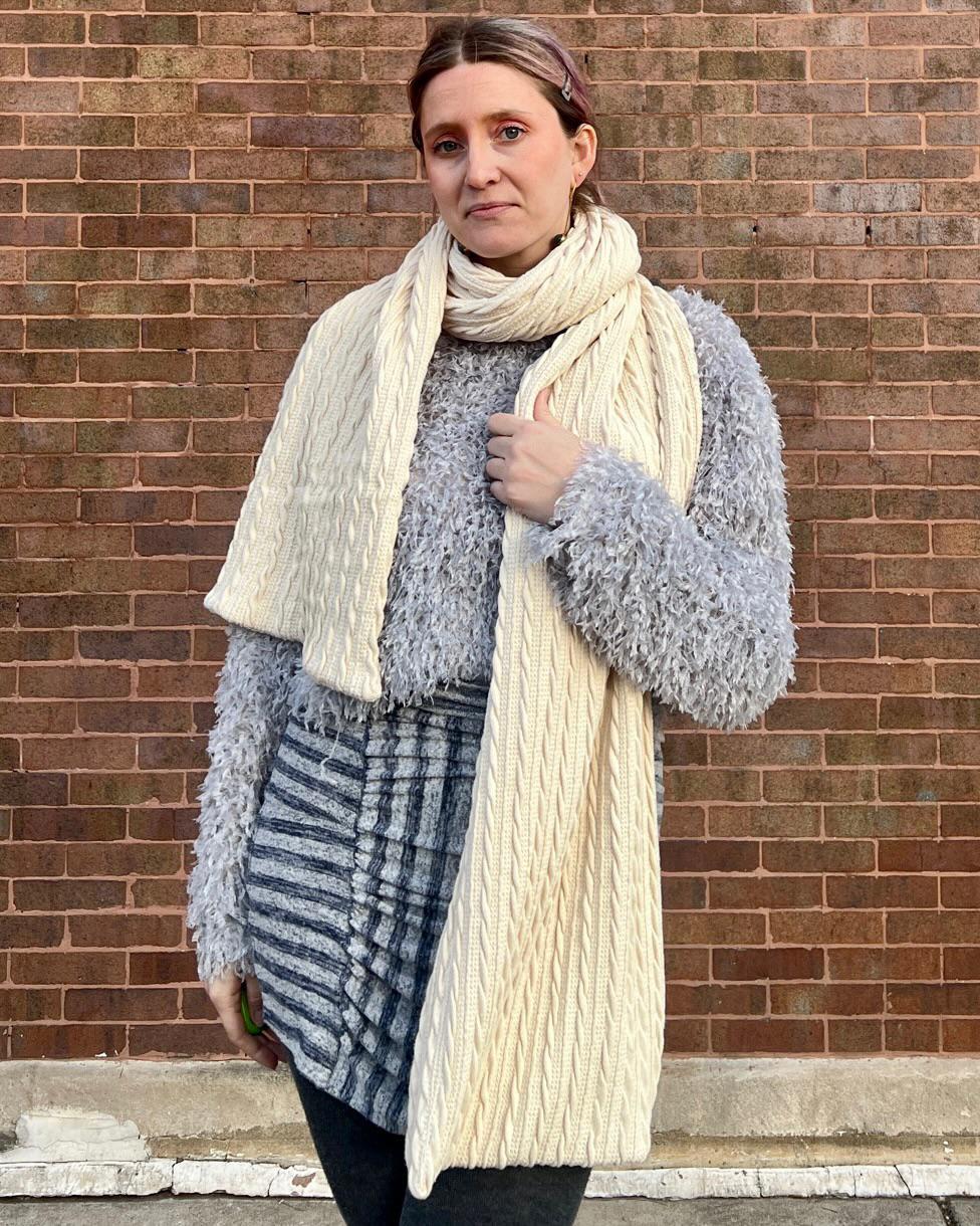 Squasht Oversized Scarf Cream Cable Knit