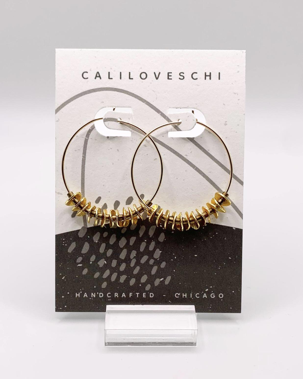 caliLOVESchi 14kt Gold - Golden Wave Hoop Earrings