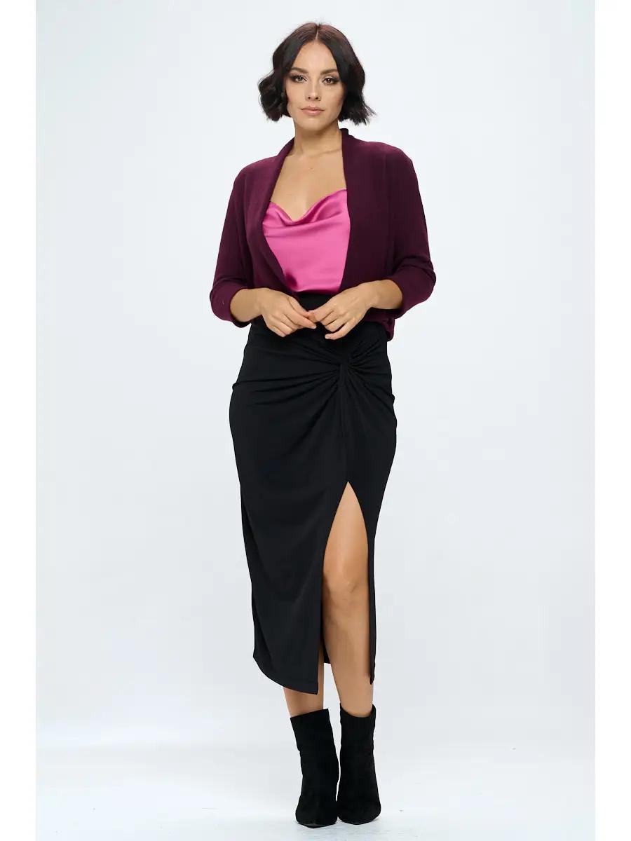 Renee C. Brushed Knit Bolero Cardigan in Raisin