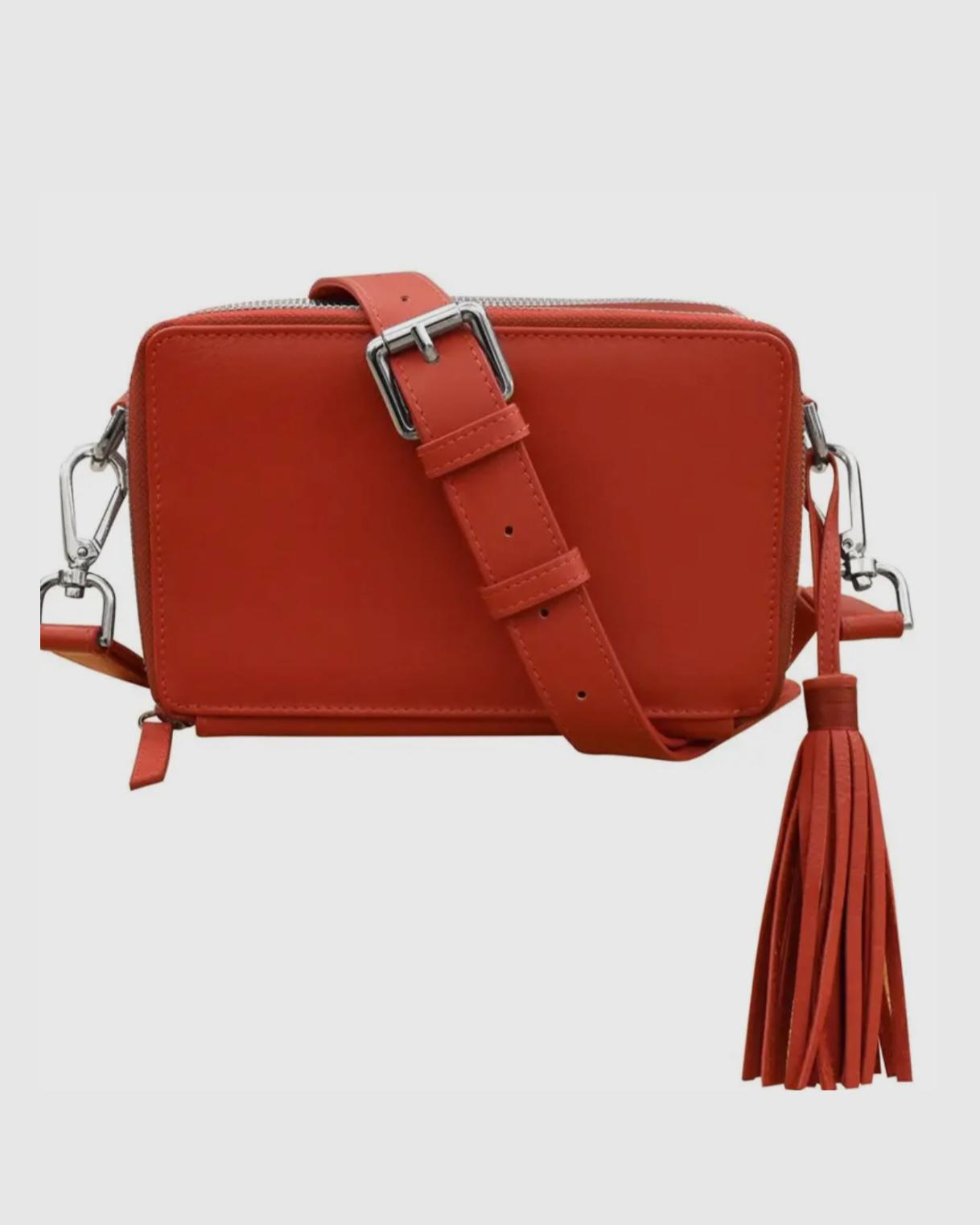 ili Leather Double Camera Bag - Cherry Red