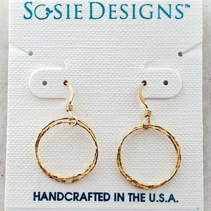 Sosie Designs Gold Diamond Cut Circle Earrings