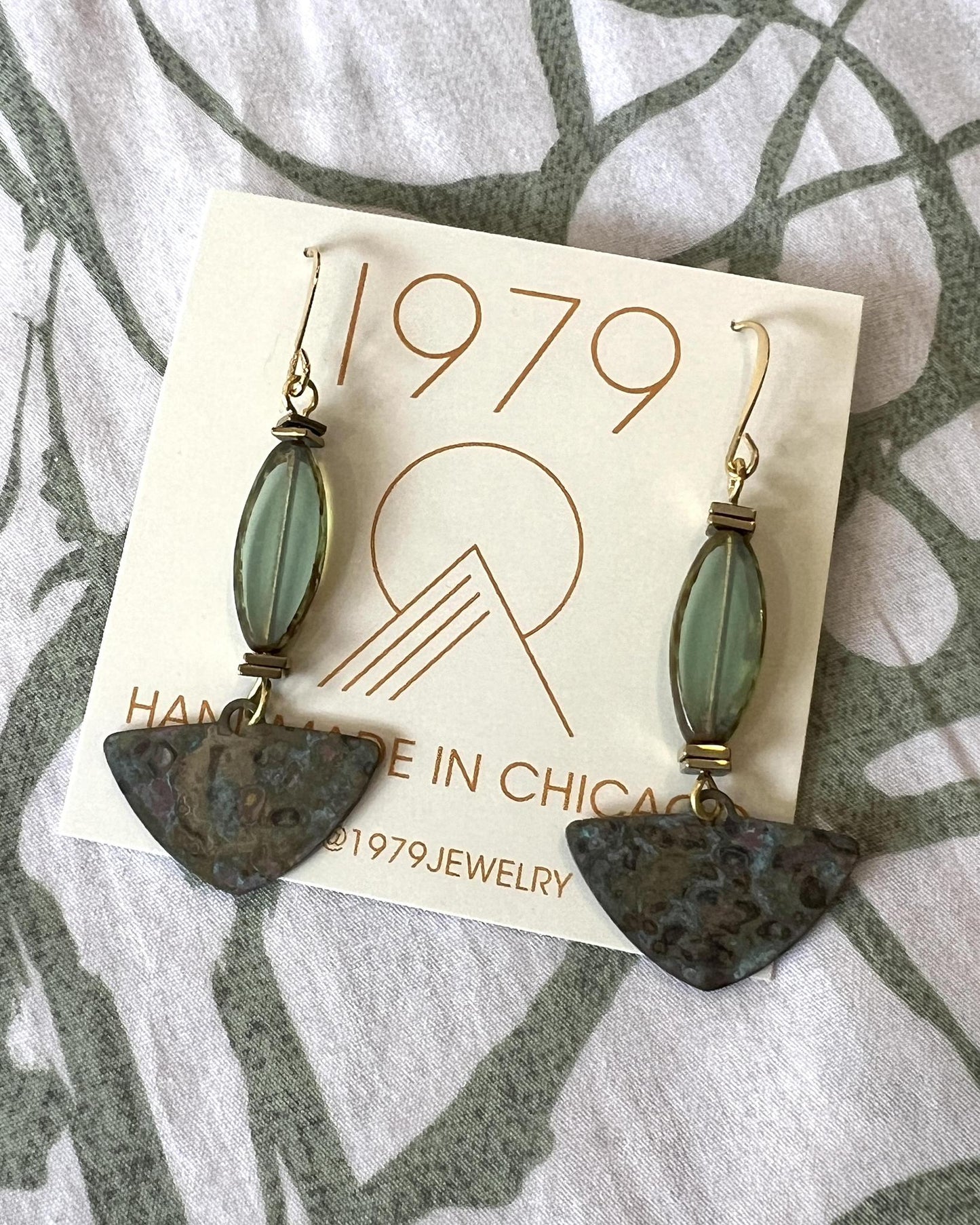 1979 Jewelry Brass Earrings Sea Side Dangles