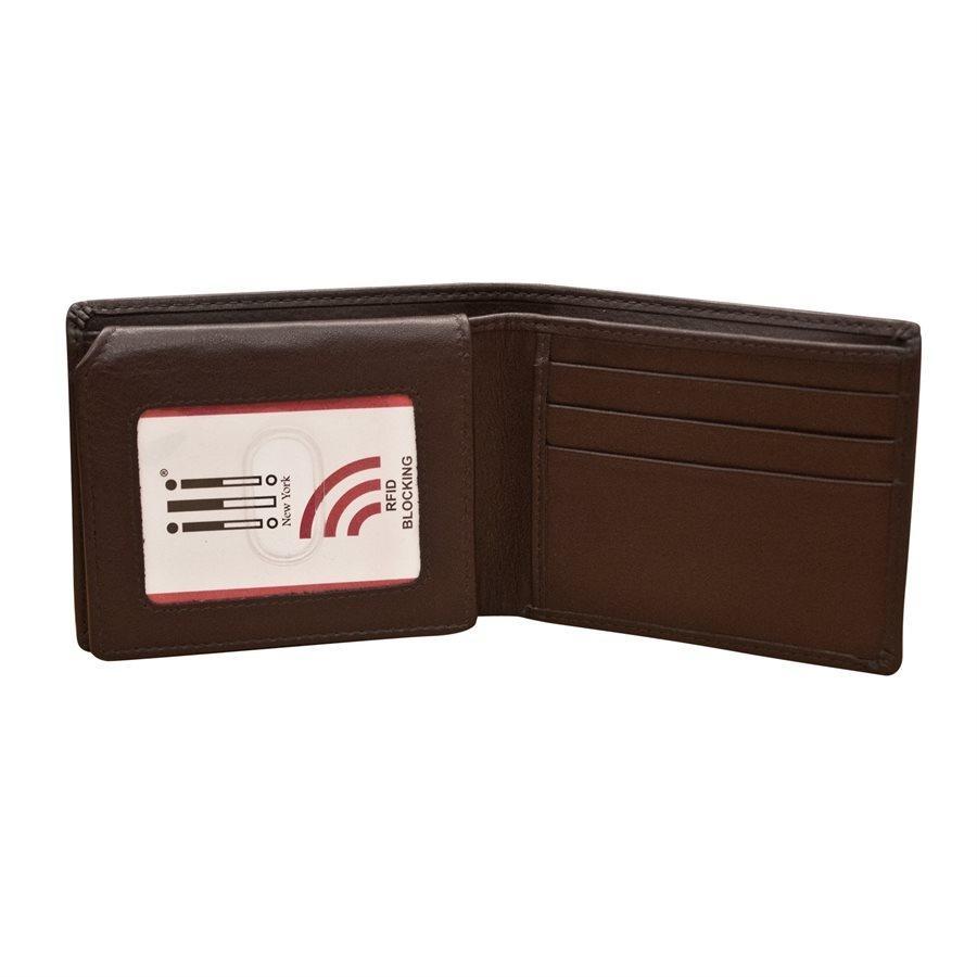 ili Leather Bifold Men's Wallet with Flip-Up Id Holder in Black
