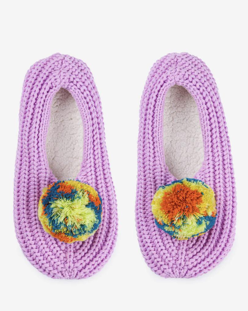 Verloop Marble Pom Rib Slippers in Lilac