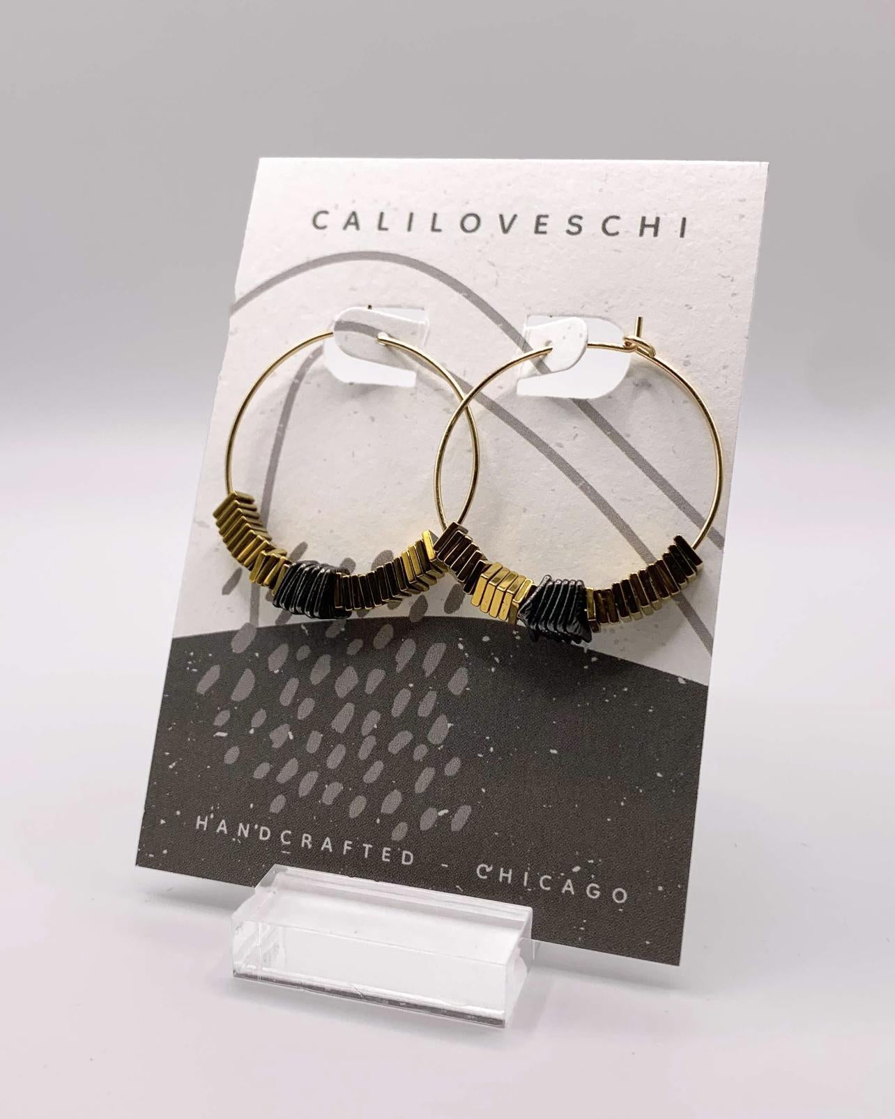 caliLOVESchi 14k Gold Hoops - Gilded Noir