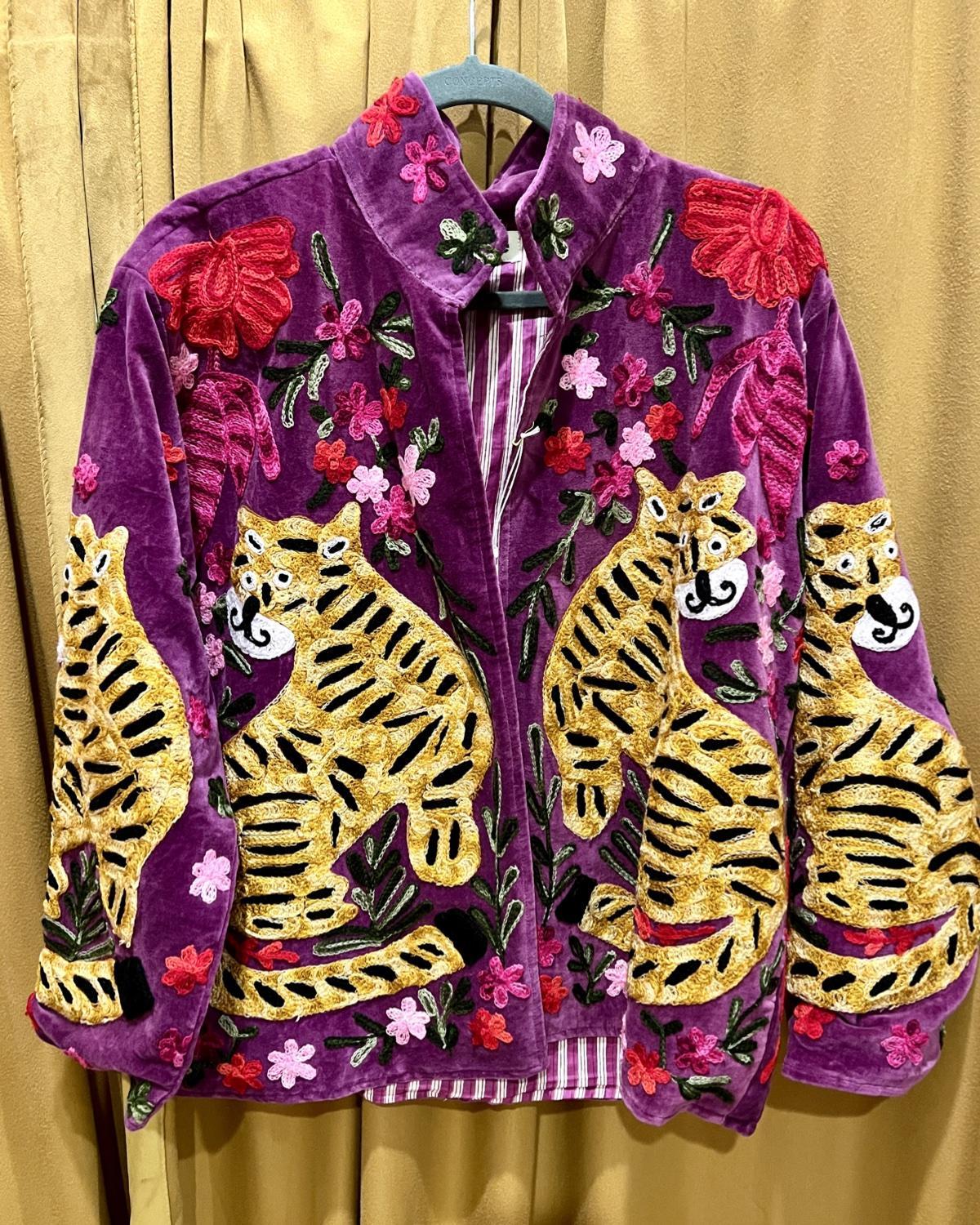 Txtile Crazy Tiger Velvet Jacket in Vivid Purple