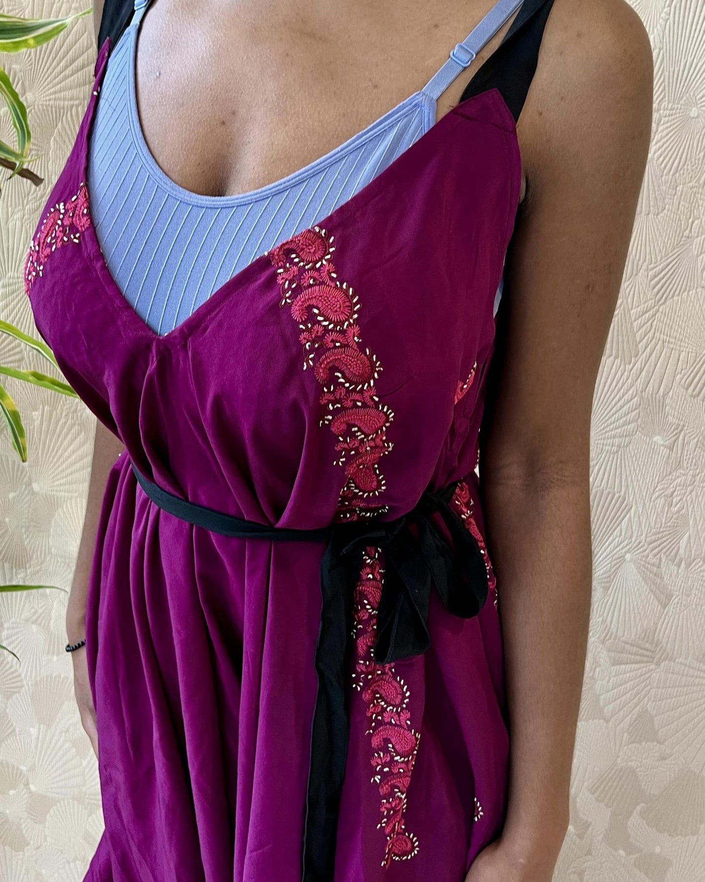 Indie Ella Zatanna Boho Silk Jumpsuit in Red Red Wine