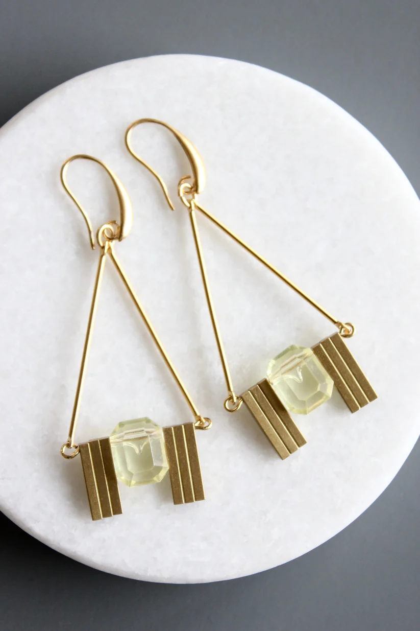 David Aubrey Acrylic jonquil Art Deco Earrings