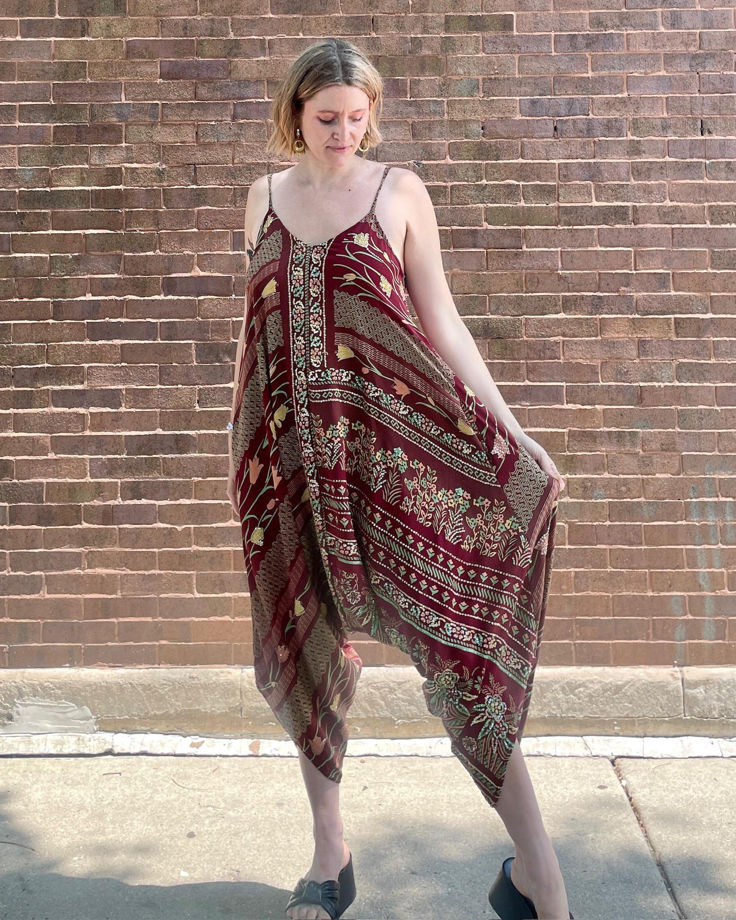 Indie Ella Silk Diva Romper in Burgundy Garden