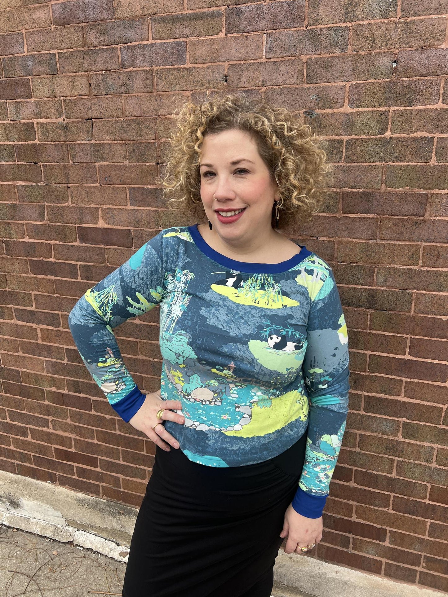 Squasht Long Sleeve Croppish Tee in Panda Party