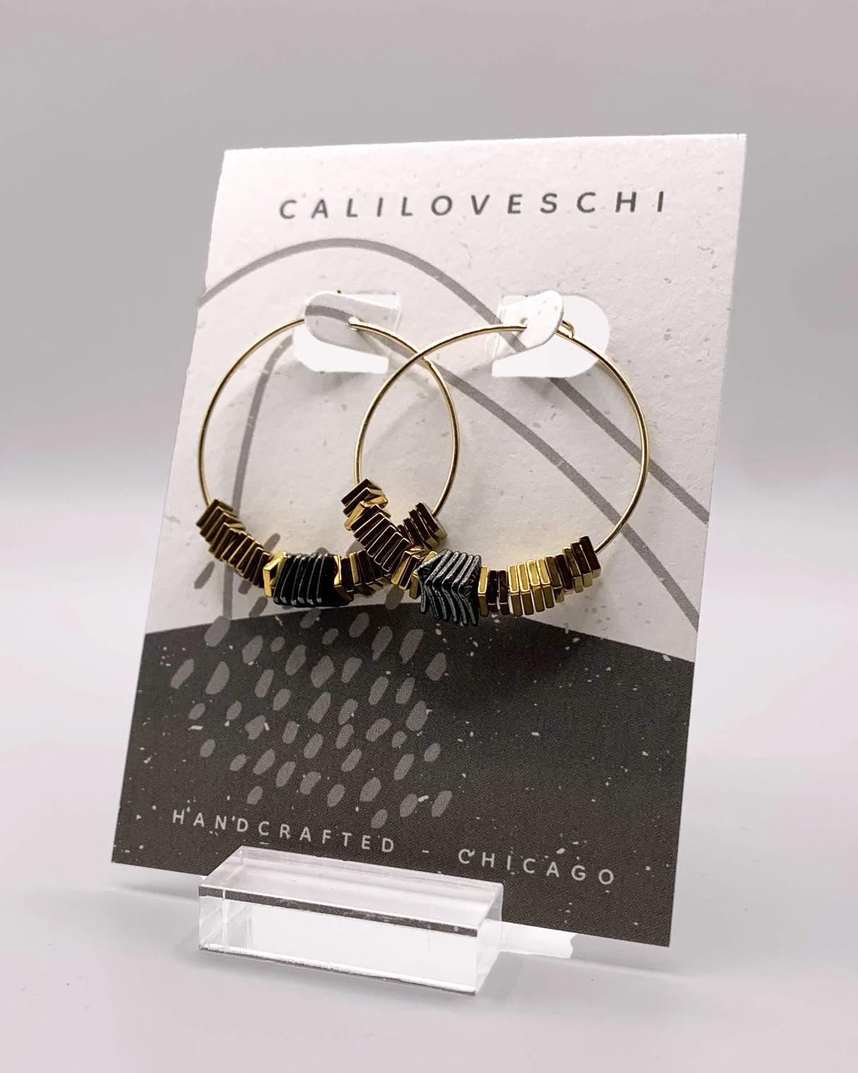 caliLOVESchi 14k Gold Hoops - Gilded Noir