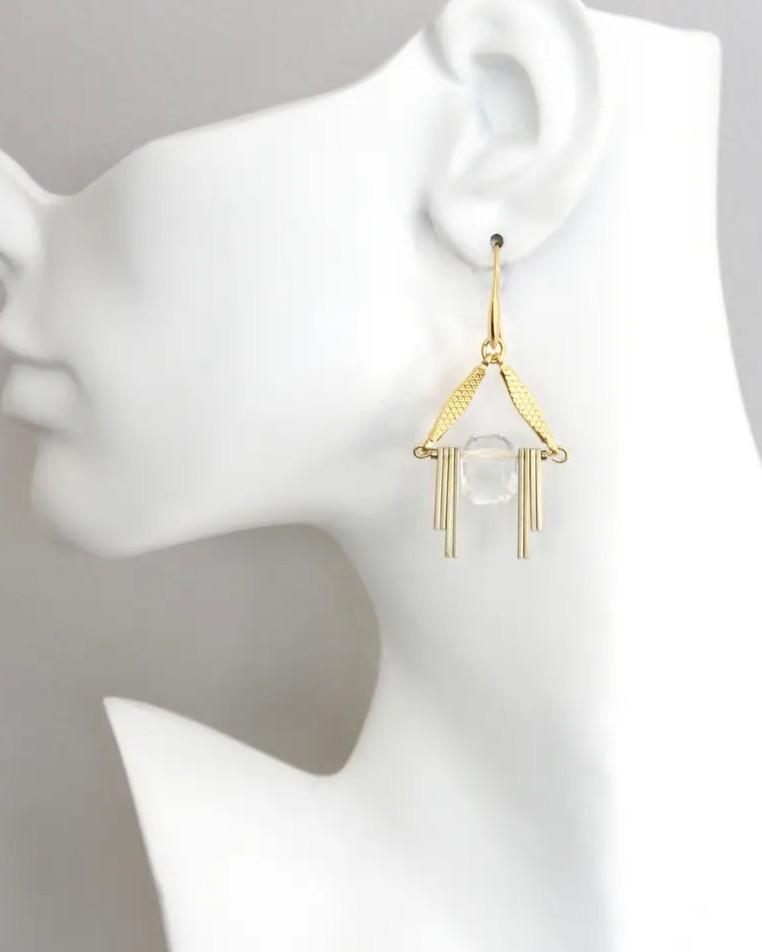David Aubrey Acrylic and Brass Geometric Earrings