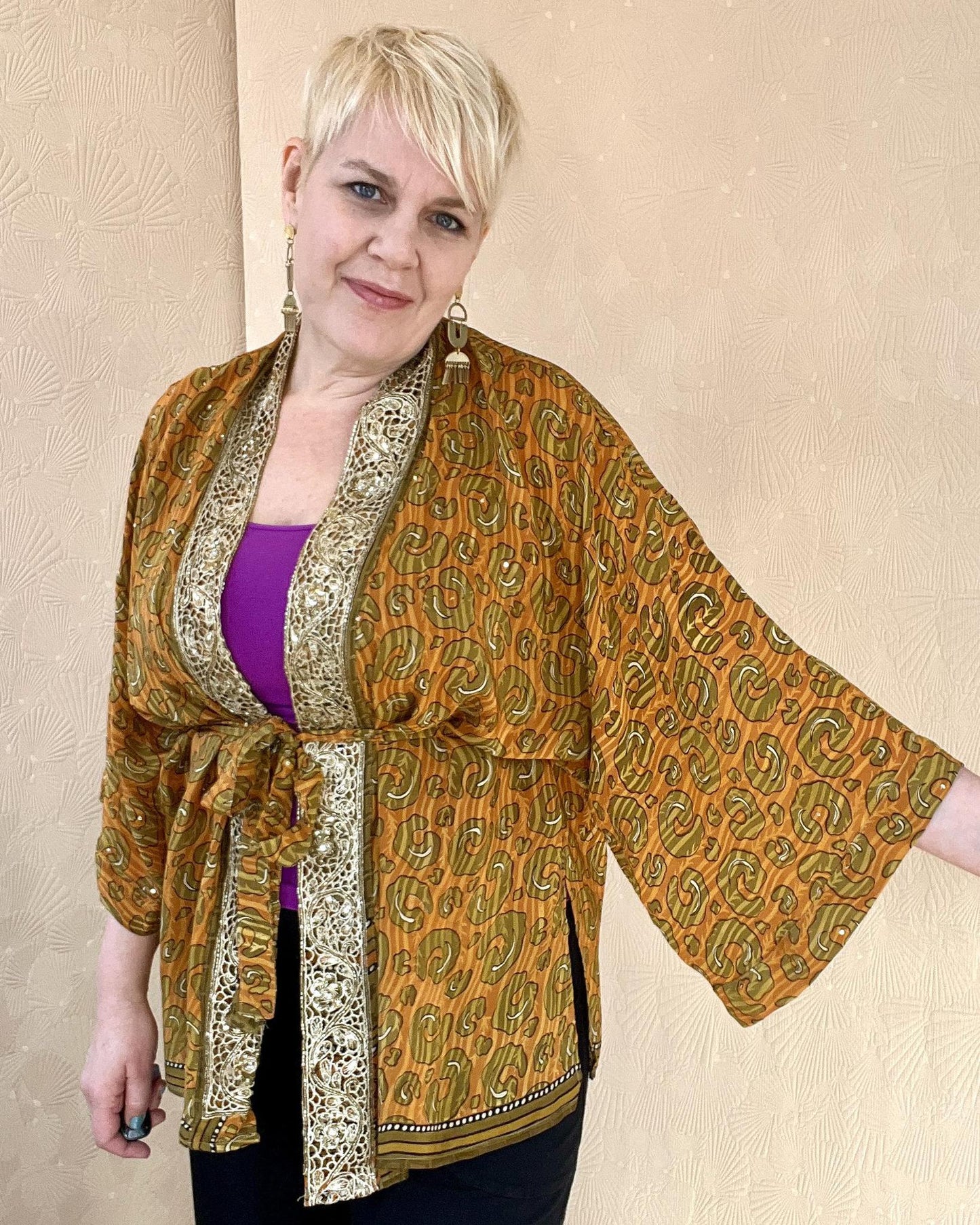 Indie Ella Ashoka Silk Robe in Queen Jaguar