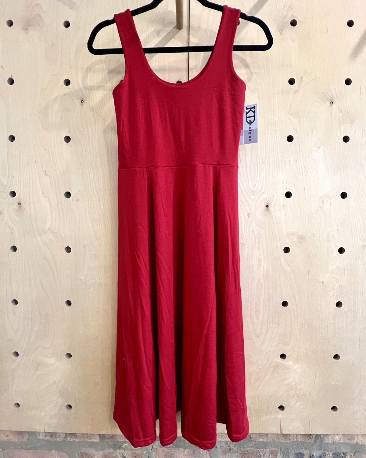 KD Designs Haley Midi Dress in Tomato Red