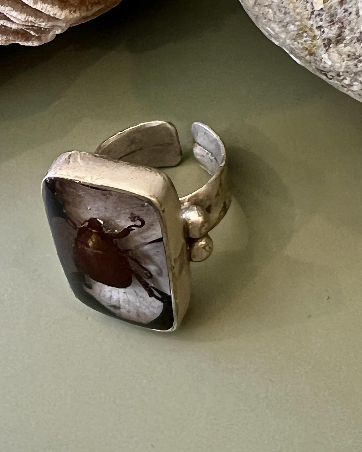 Pajaro Negro Botanical Beetle Ring