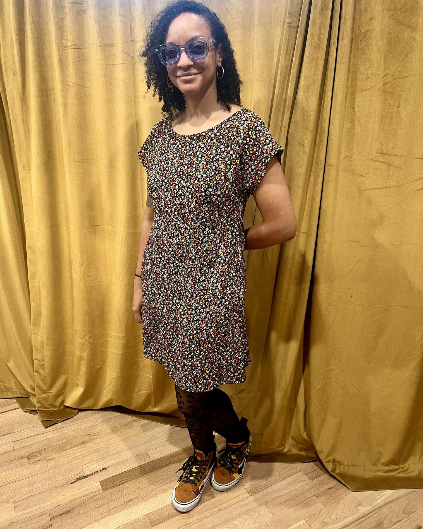 Fayru Faye Dress in Black Tiny Floral - Last One - Size Large