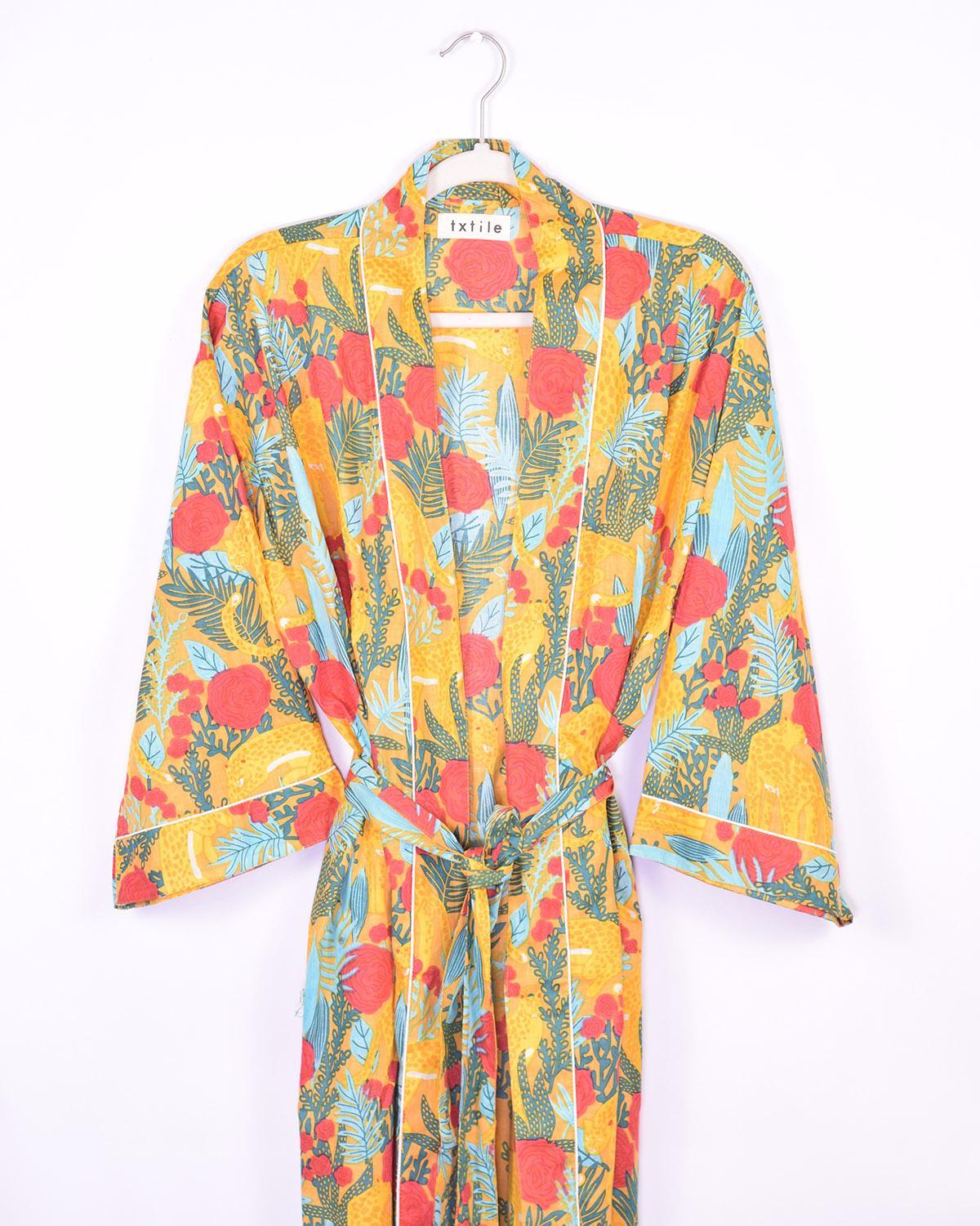 Txtile Lightweight Cotton Robe - Morning Jungle