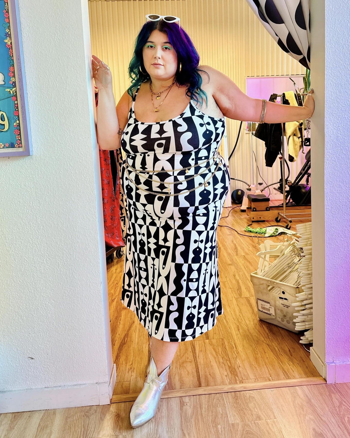 Nooworks Spaghetti Slip Dress in Illusions