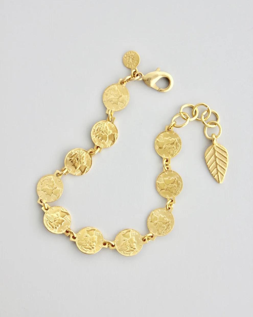 David Aubrey Gold Coin Chain Bracelet