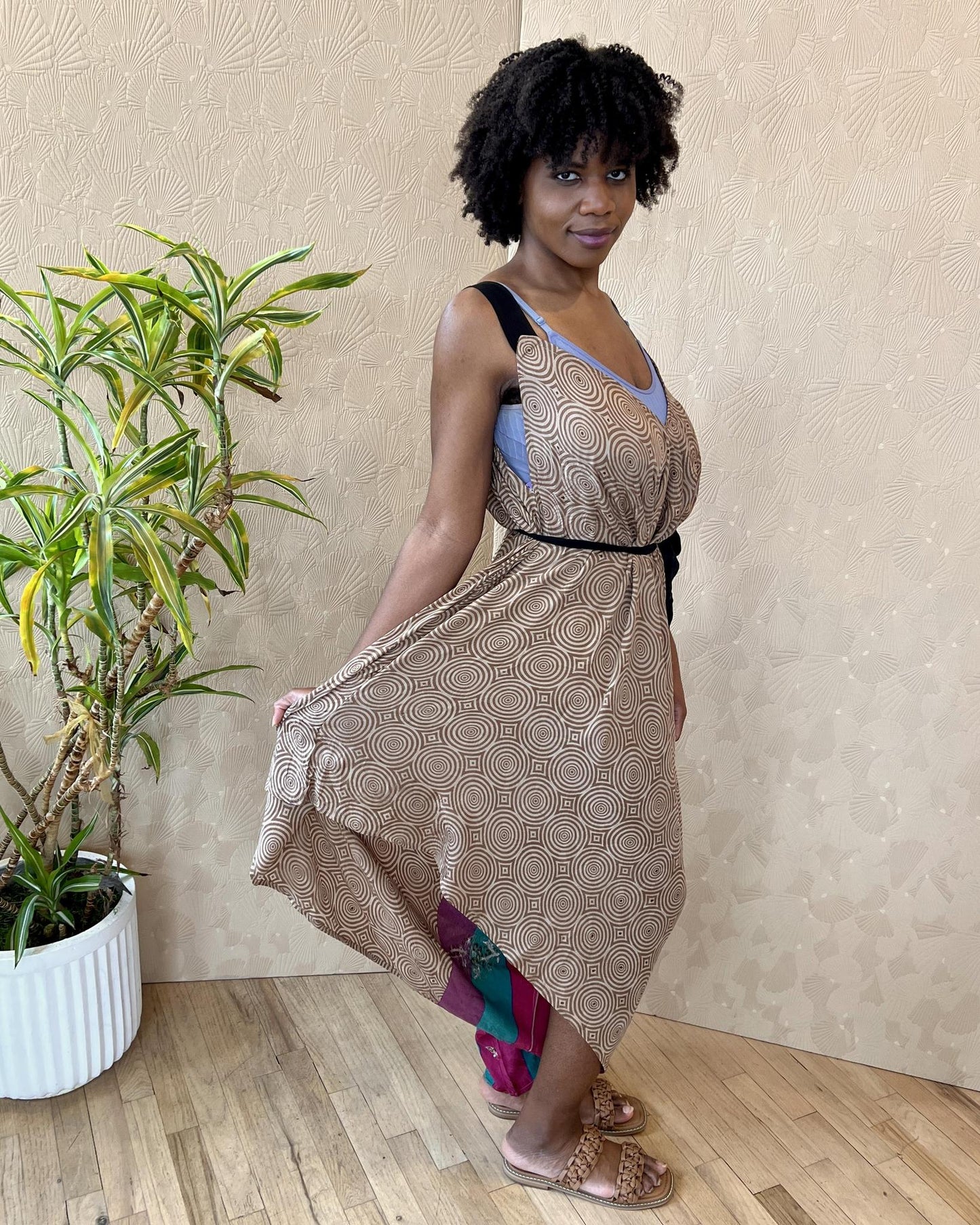 Indie Ella Zatanna Boho Silk Jumpsuit in Desert Sands