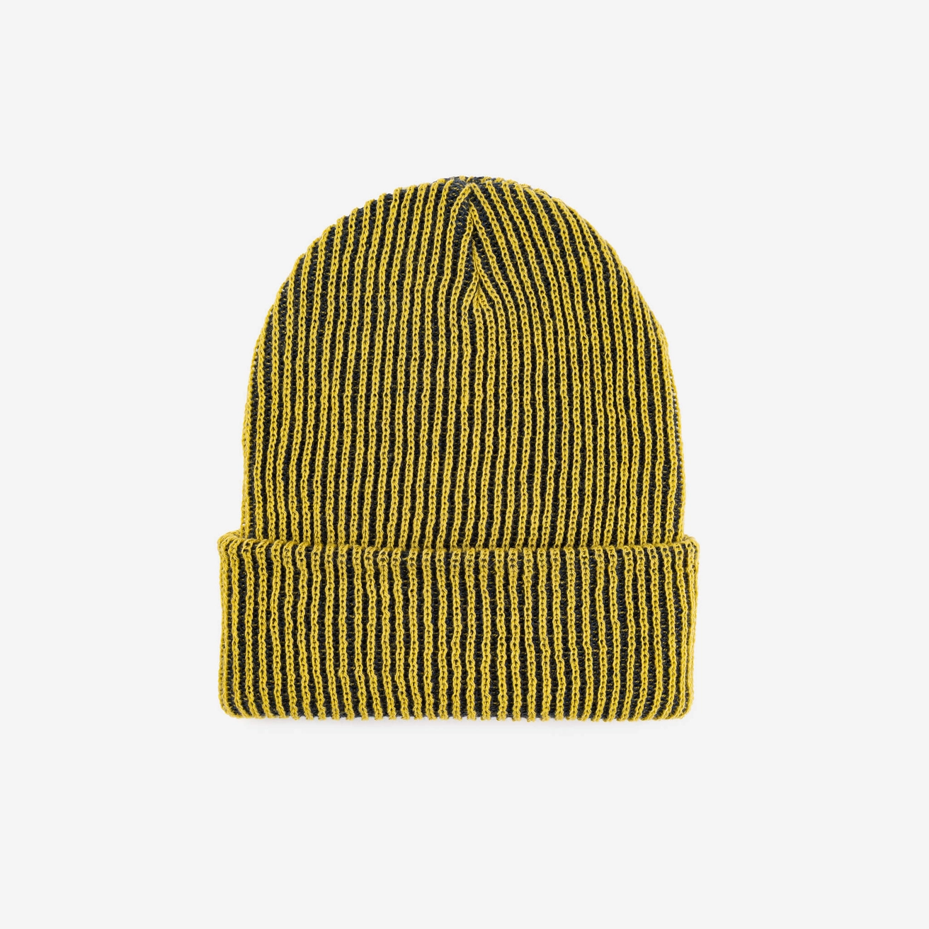 Verloop Simple Rib Knit Beanie Hat in Gold Olive Navy
