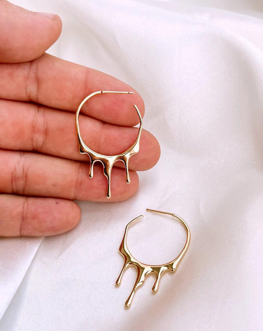Golden Hour Honey Drip Hoop Earrings