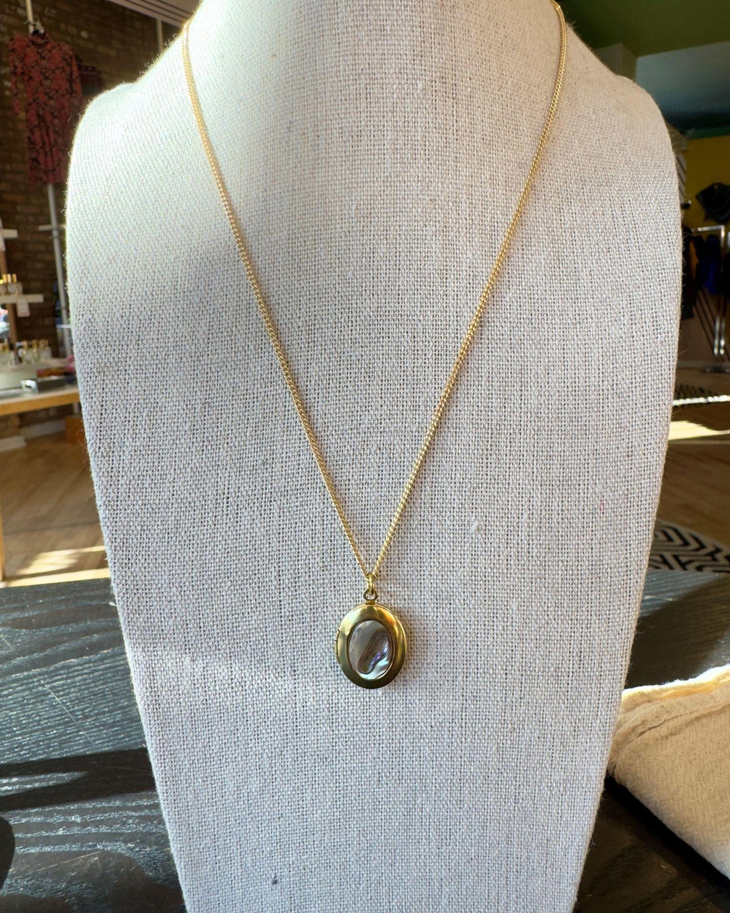 Michelle Starbuck Abalone Oval Locket Necklace