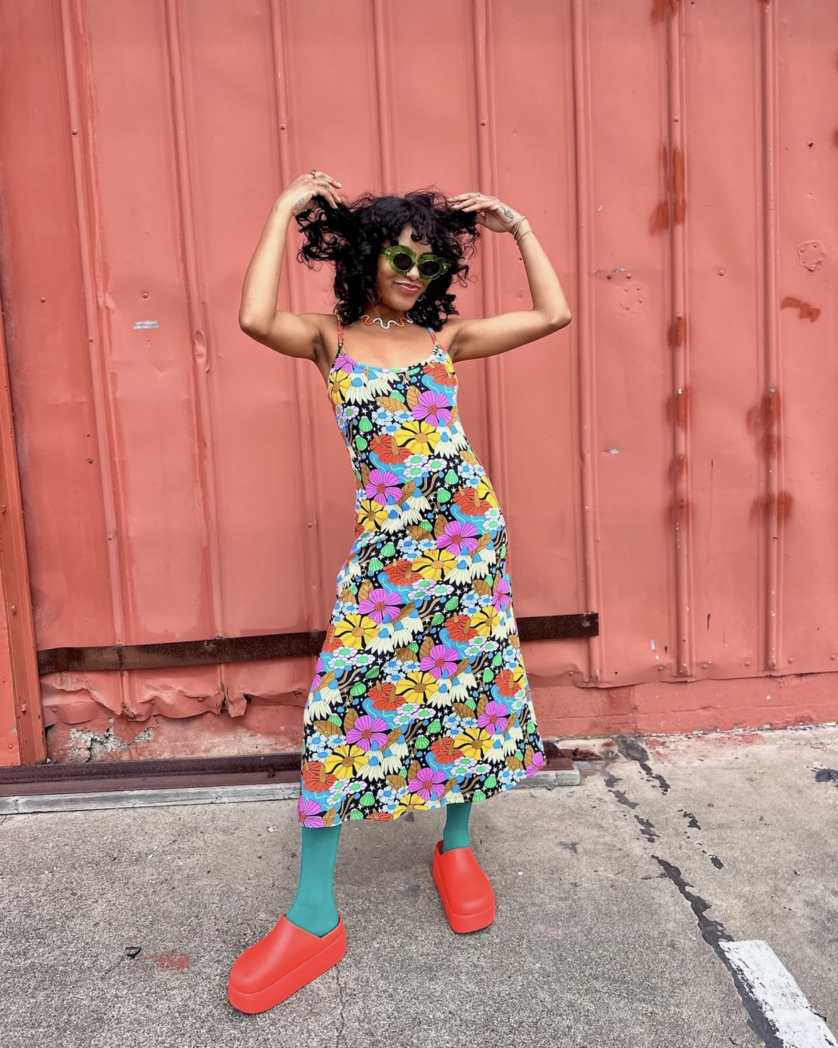 Nooworks Spaghetti Slip Dress in Cosmic Floral